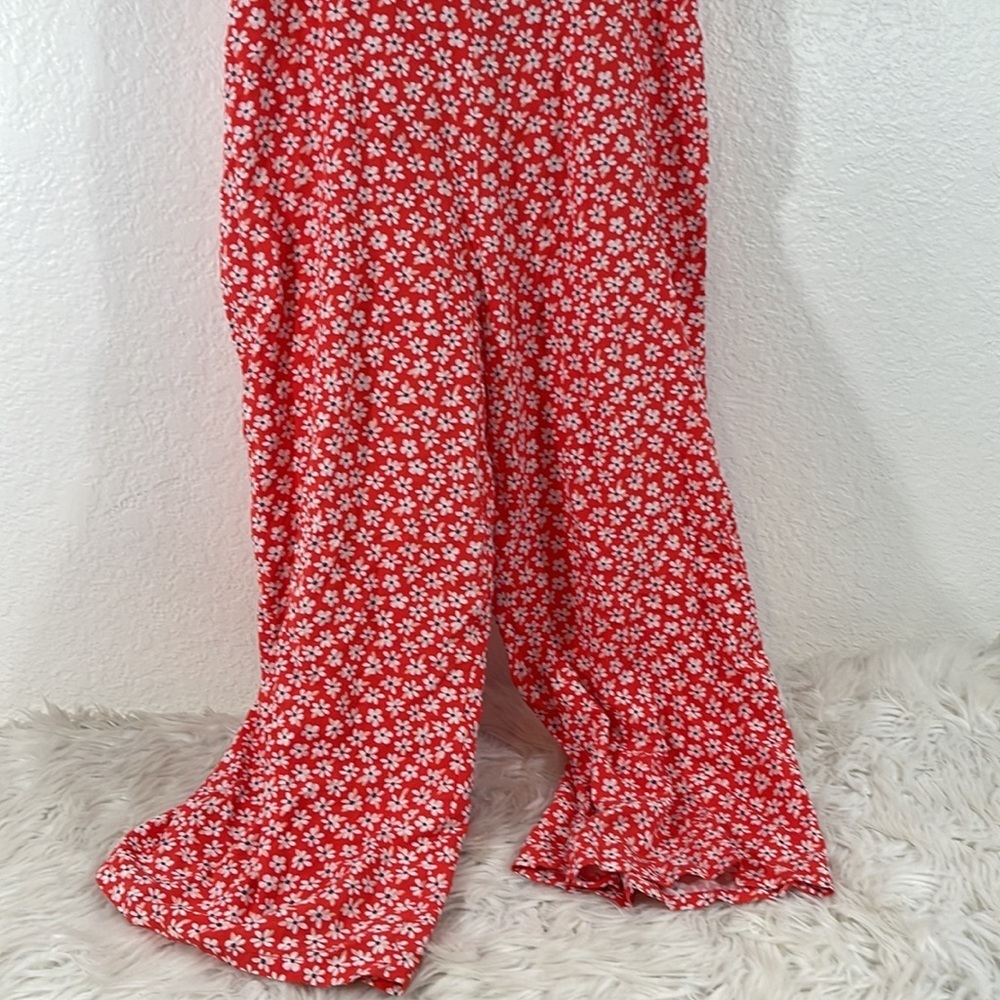 OLD NAVY RED FLORAL WAIST-DEFINED TIE-FRONT CAMI JUMPSUIT SIZE XS NEW - Picture 4 of 10